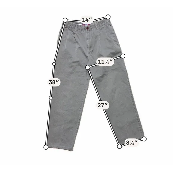 Vintage Tommy Hilfiger XO Chino Pants Mens 30 Relaxed Fit Baggy Y2K Pleated Gray - Picture 3 of 9